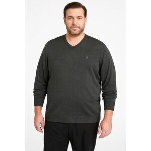 U.S. Polo Assn. Gray V-Neck Pullover Sweater Size XXL Mens Soft Classic